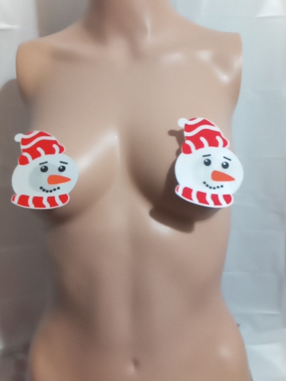 Festive Snowman Nipple Covers - Red and White Holiday Pasties